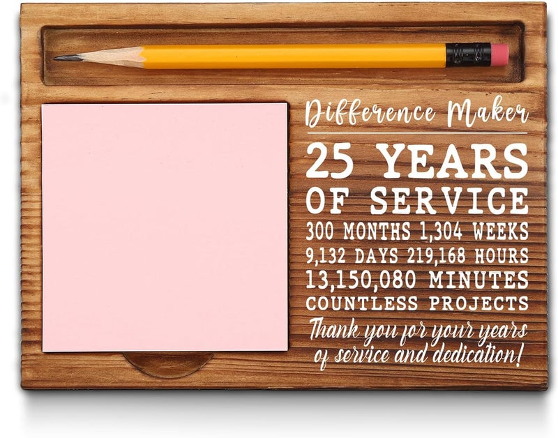 akeke 25th Work Anniversary Sticky Note Holder, Thank You Appreciation 25 Year Work Anniversary Decor Gifts for Women, Employee, Him, Her, Happy 25th Work Anniversary Self-Stick Note Pad Holders GSH28 - Image 1